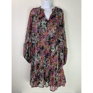 NWT Vince Camuto Black Floral Tiered Ruffle Dress Women's XXL
